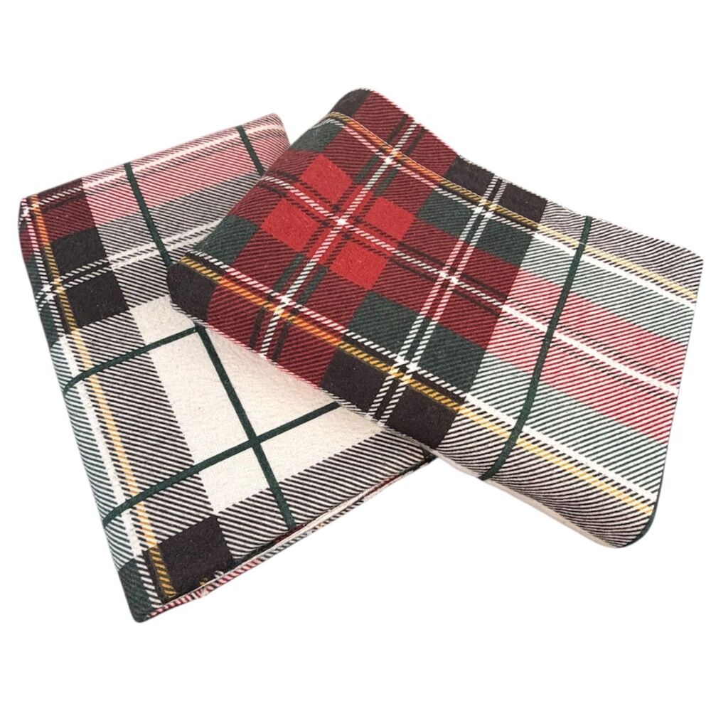 Brooks Brothers Tartan Plaid Flannel King Size Pillow Shams Red Black & White